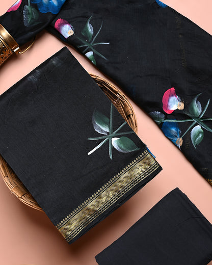 New Exclusive Hand Printed Maheshwari Silk Suit (BSMAHMA79)