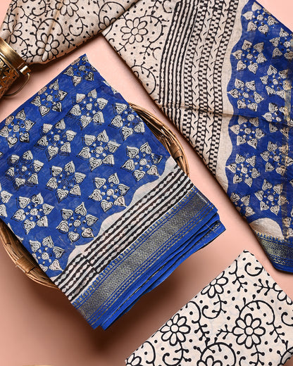 New Traditional Bagru Print Maheshwari Silk Suit Set (BSMAHMA76)