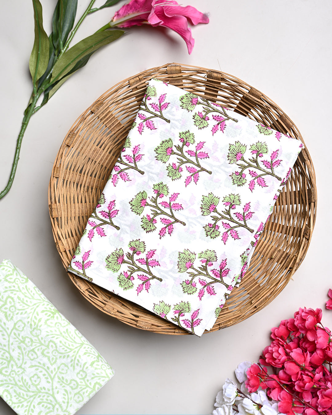 New Traditional Hand Block Sanganeri Printed Cotton Suit Top And Bottom Set (BSTB107)
