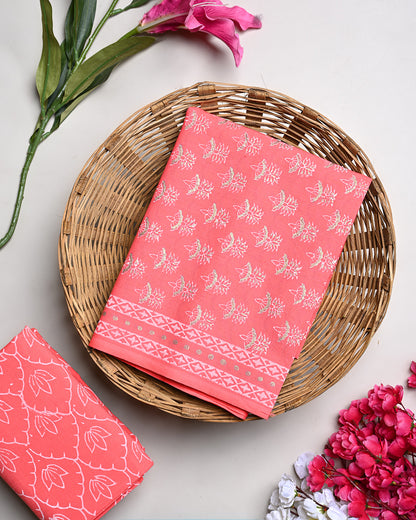 Exclusive Hand Block Print Cotton Suit Top And Bottom Set (BSTB112)