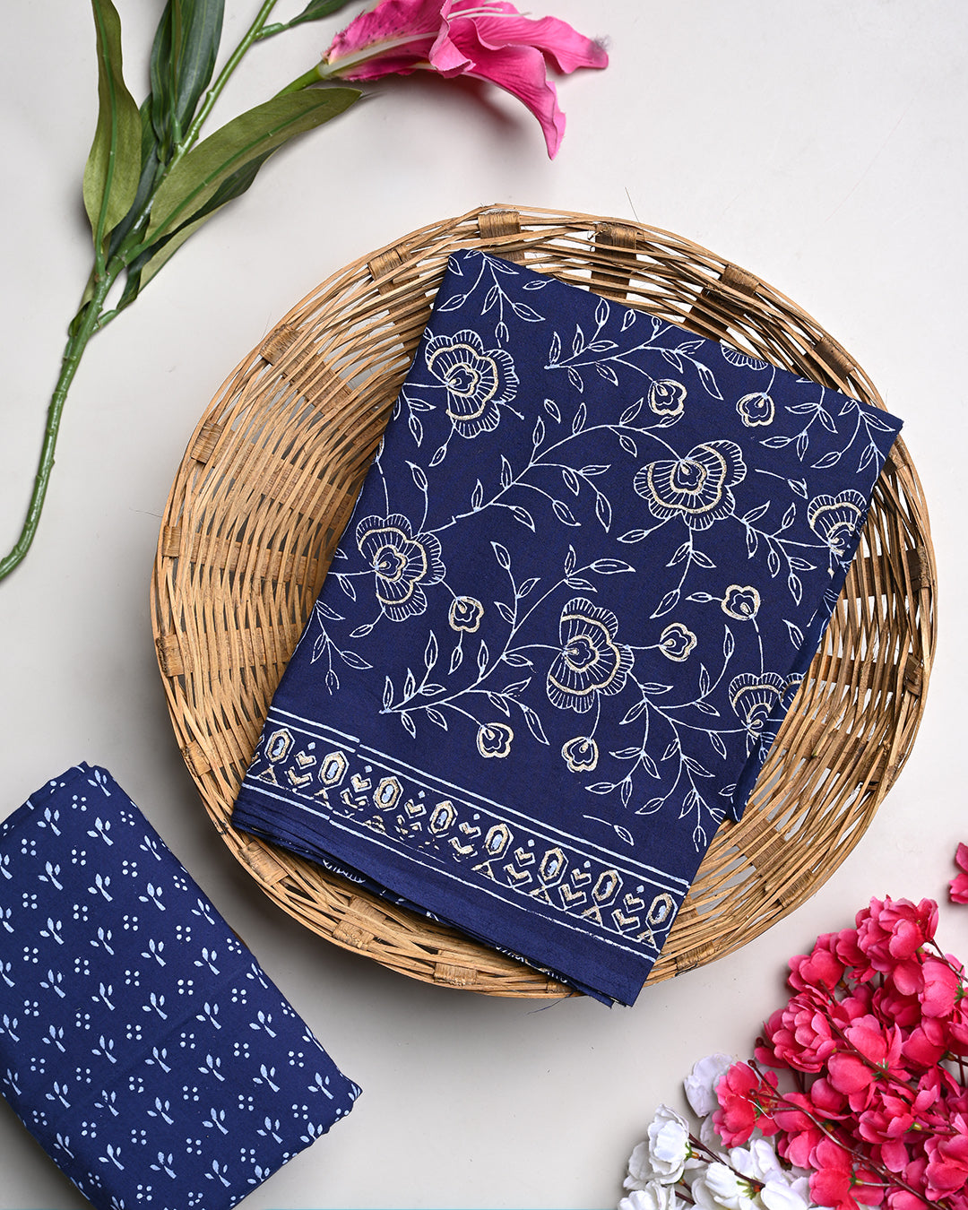 New Elegant Hand Block Print Cotton Suit Top And Bottom Set (BSTB103)