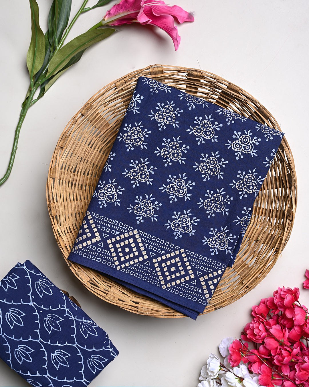 New Elegant Hand Block Print Cotton Suit Top And Bottom Set (BSTB104)