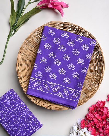 Traditional Hand Block Print Cotton Suit Top And Bottom Set (BSTB98)