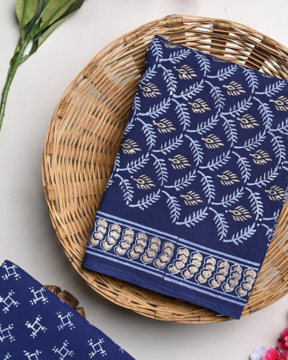 New Elegant Hand Block Print Cotton Suit Top And Bottom Set (BSTB102)