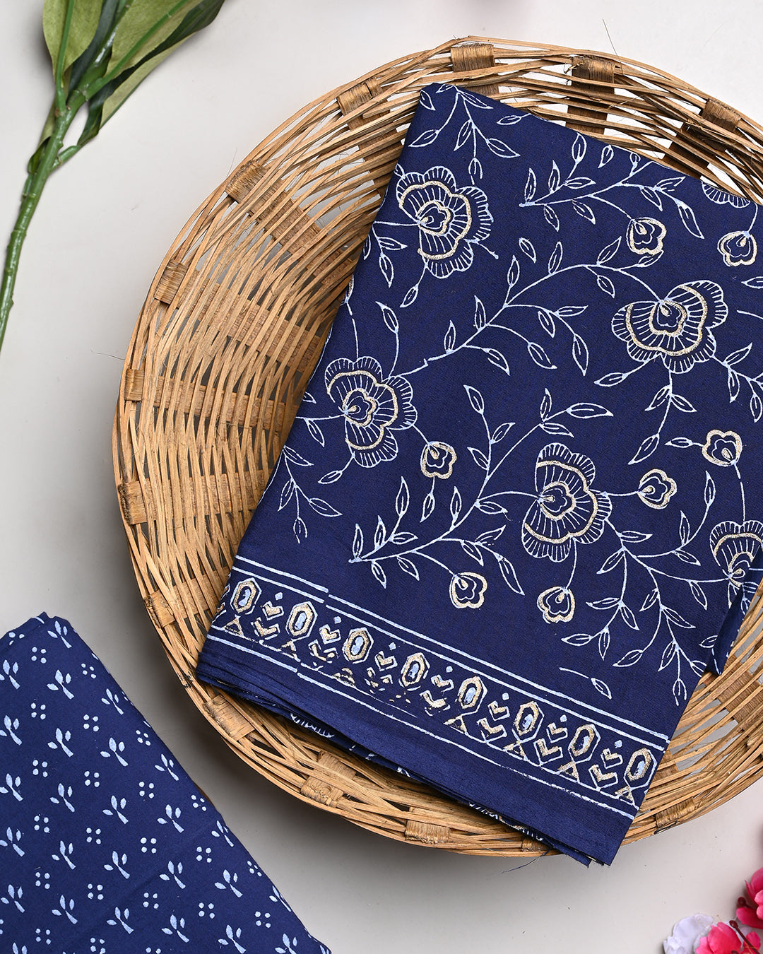 New Elegant Hand Block Print Cotton Suit Top And Bottom Set (BSTB103)