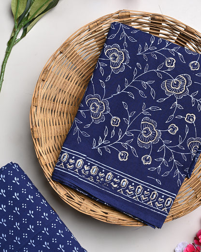 New Elegant Hand Block Print Cotton Suit Top And Bottom Set (BSTB103)