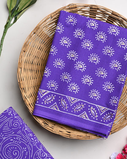 Traditional Hand Block Print Cotton Suit Top And Bottom Set (BSTB98)