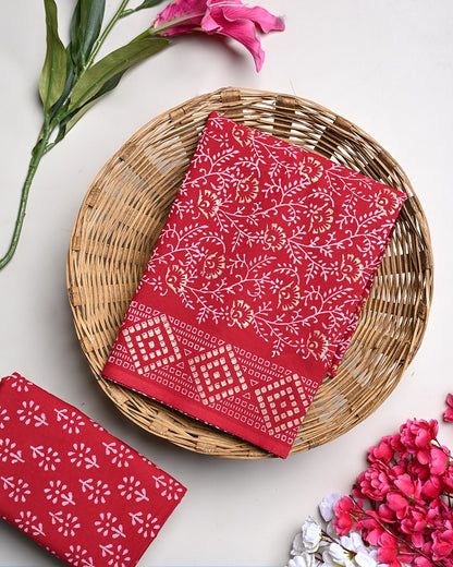 New Elegant Hand Block Print Cotton Suit Top And Bottom Set (BSTB100)