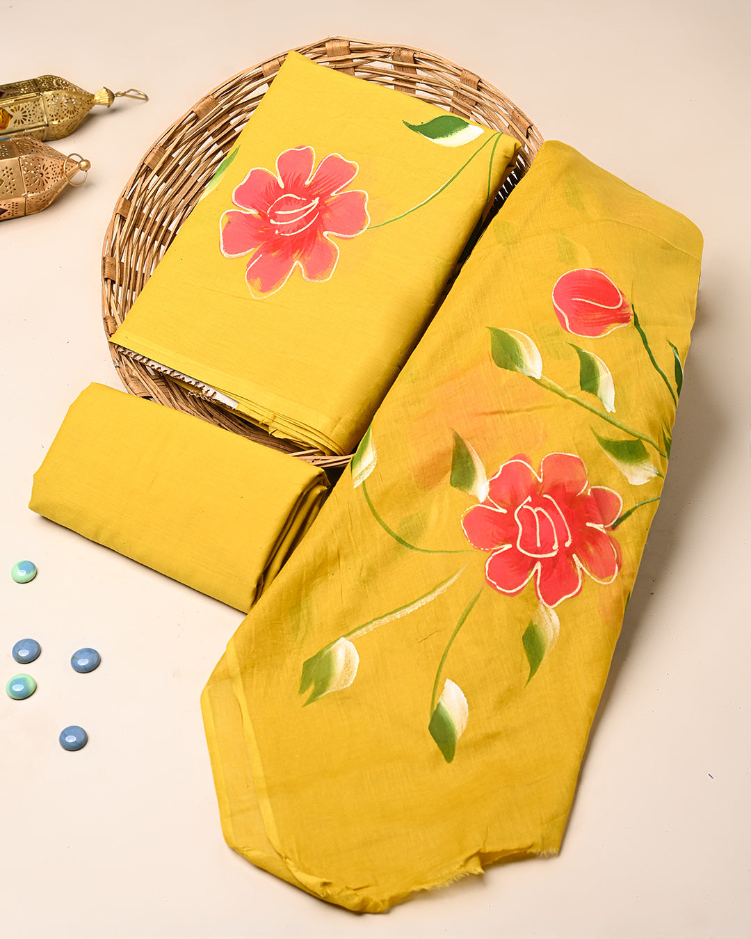 Exclusive Hand Painted Cotton Suit With Cotton Dupatta (BSCOTMU131)