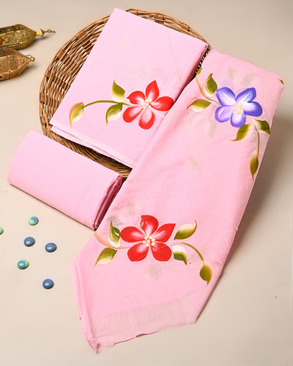 New Elegant Hand Painted Cotton Suit With Cotton Dupatta (BSCOTMU137)