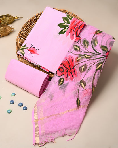 New Elegant Hand Painted Cotton Suit With Kota Doria Dupatta (BSCOTKO128)