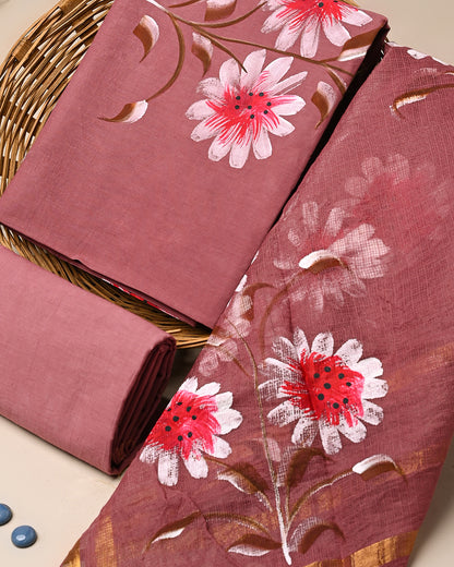 Traditional Hand Painted Cotton Suit With Kota Doria Dupatta (BSCOTKO129)