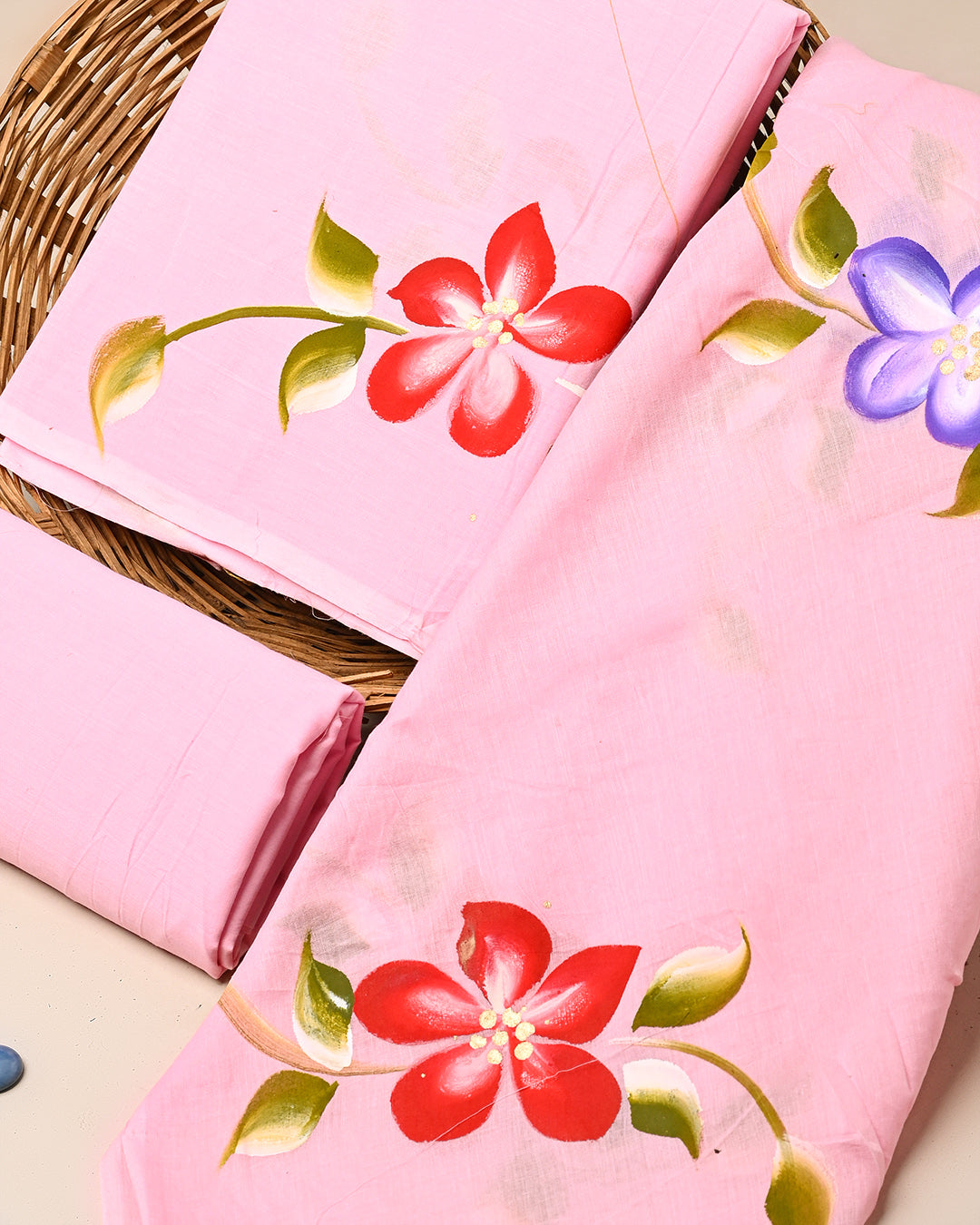 New Elegant Hand Painted Cotton Suit With Cotton Dupatta (BSCOTMU137)