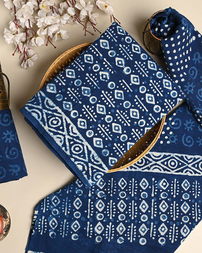 Traditional Dabu Printed  Cotton Suit With Cotton Dupatta (BSCOTMU14)