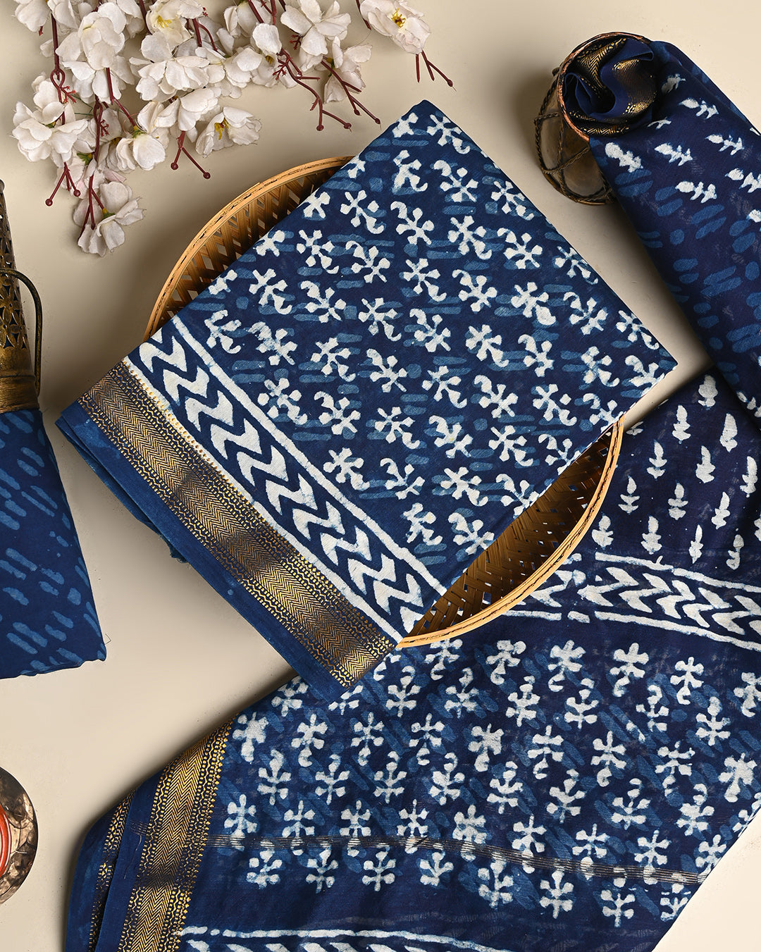 Premium Dabu Printed Maheshwari Silk Suit (BSMAHMA68)