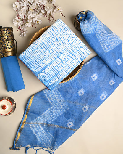 Premium Tie and Dye print Cotton Suit With Kota Doria Dupatta (BSCOTKO116)