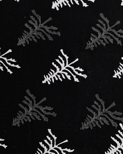 Traditional Black And White Print Cotton Suit With Mulmul Dupatta (BSCOTMU31)