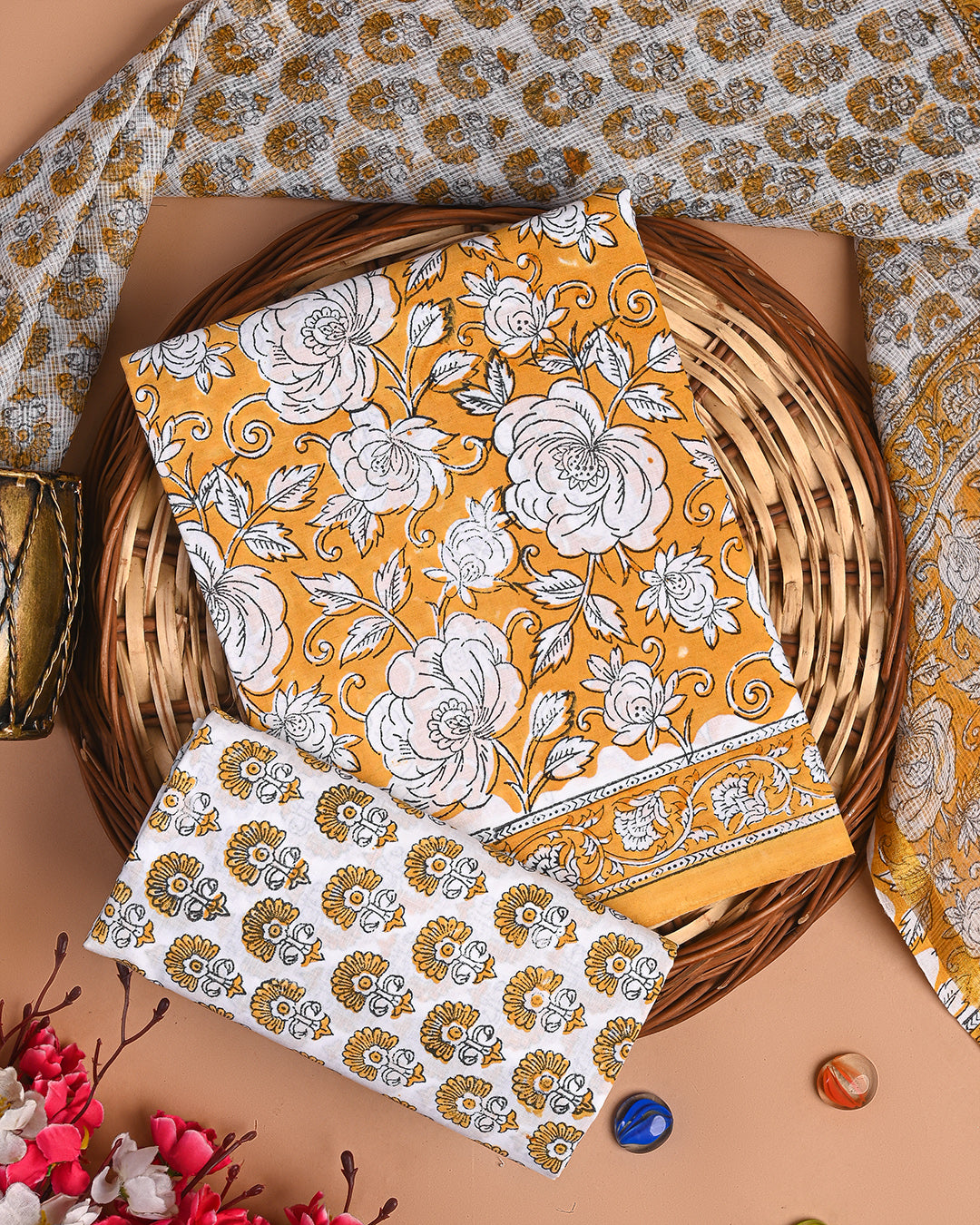 Exclusive Yellow Cotton Suit With Kota Dupatta EACOTKO38