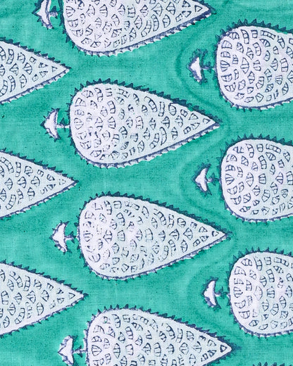 Exclusive Green Discharge Print Cotton Suit With Kota Dupatta EACOTKO45