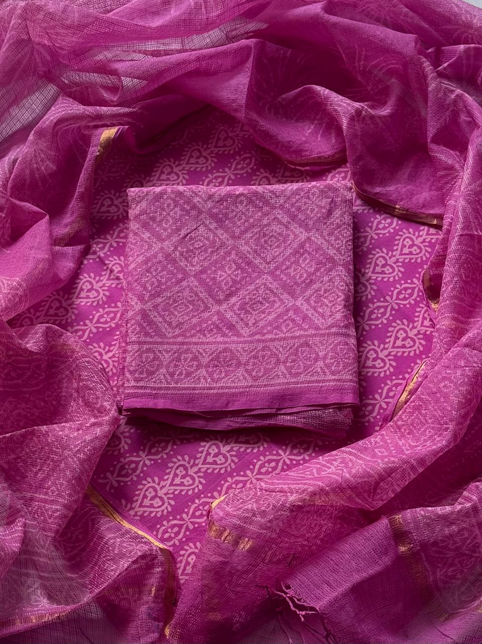 Kota Doria Suit With Kota Dupatta – Exclusive Full Unstitched Suit(BSKD10)
