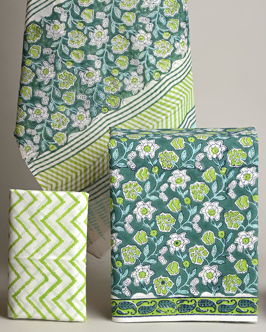 Designer Green  Sanganeri Print Cotton Suit With Cotton Dupatta COCOTMU01