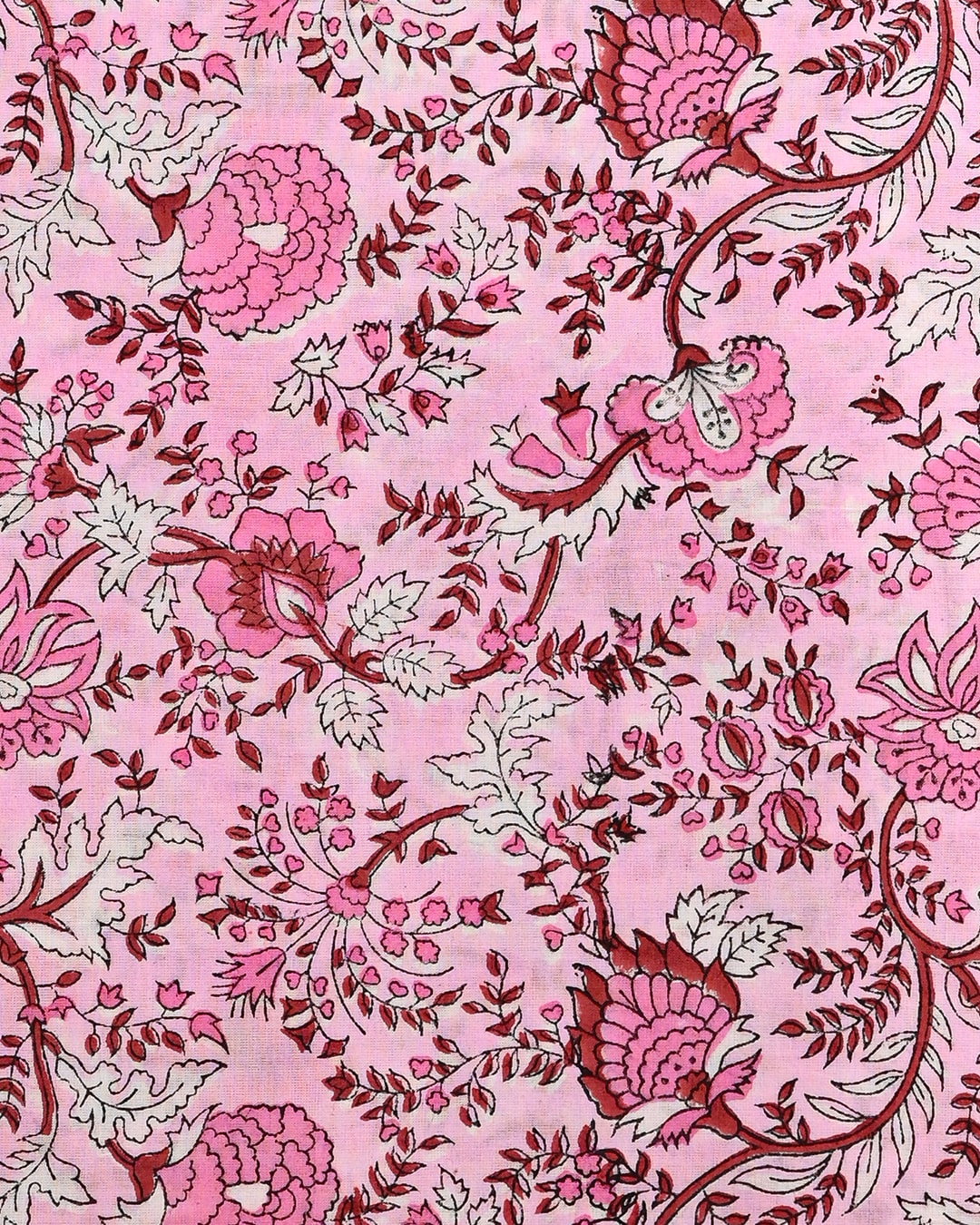 Premium Pink Floral Jaal Cotton Suit With Kota Doria Dupatta COCOTKO01
