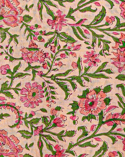 Exclusive Peach Jaal  Hand Block Print Cotton Suit With Kota Dupatta (EACOTKO44)